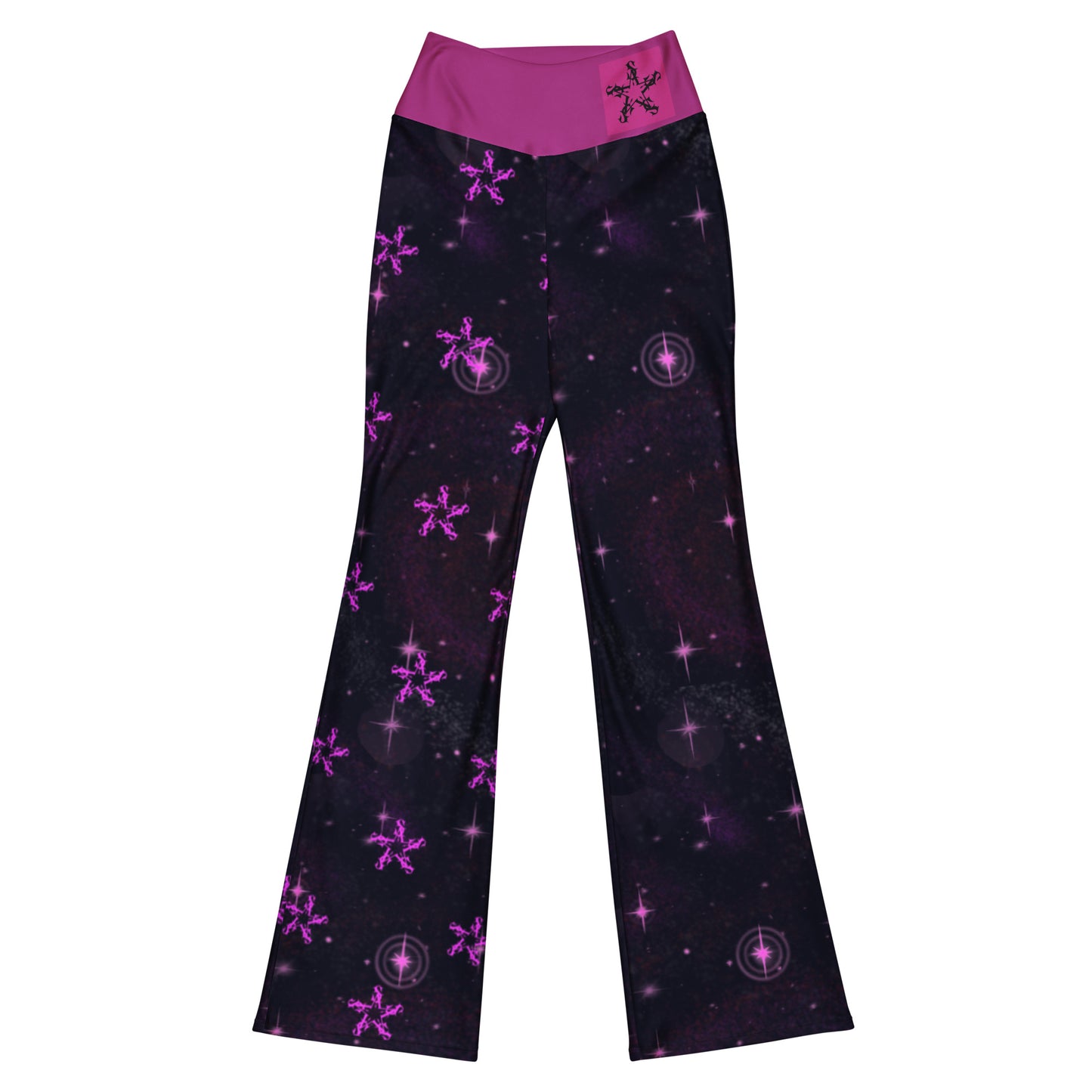 Flare leggings Black & Fusia