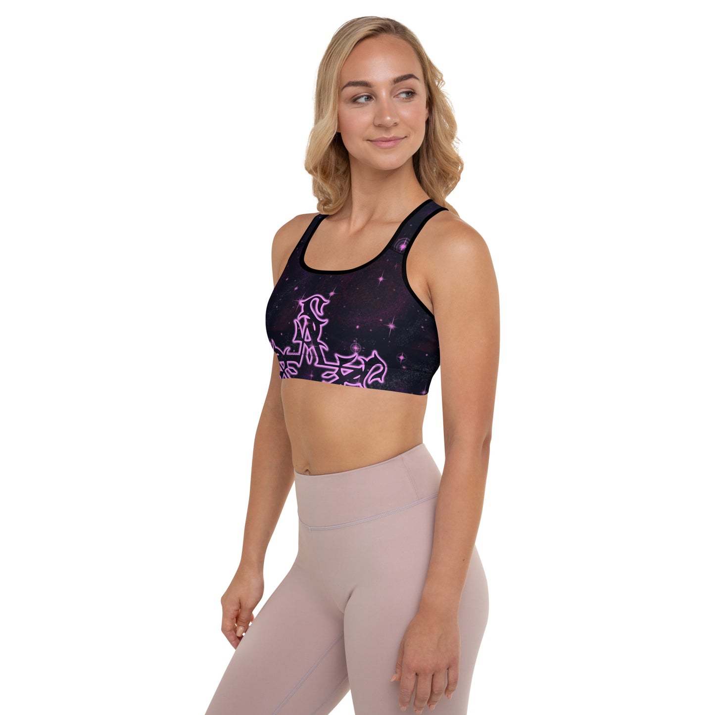 Padded Sports Bra Black & Pink