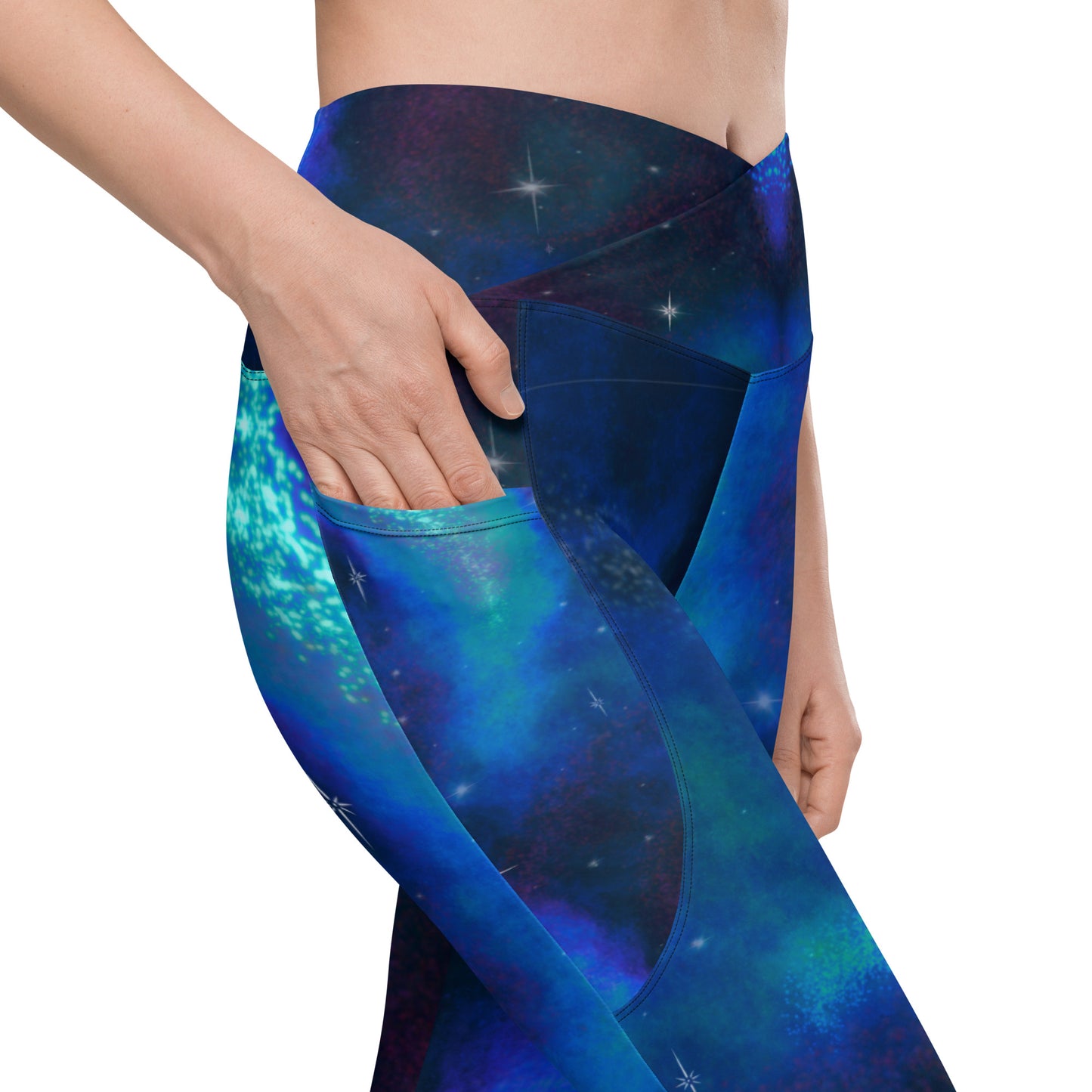 Crossover leggings with pockets “Royal Blue”