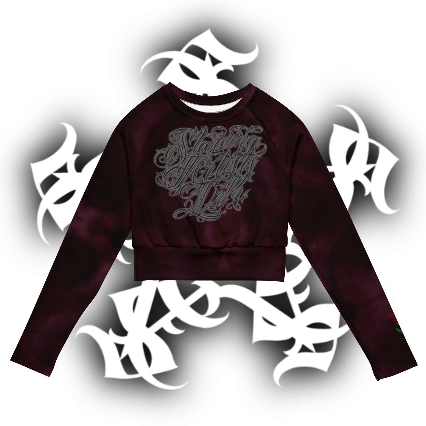 Recycled long-sleeve crop top Burgundy Storm