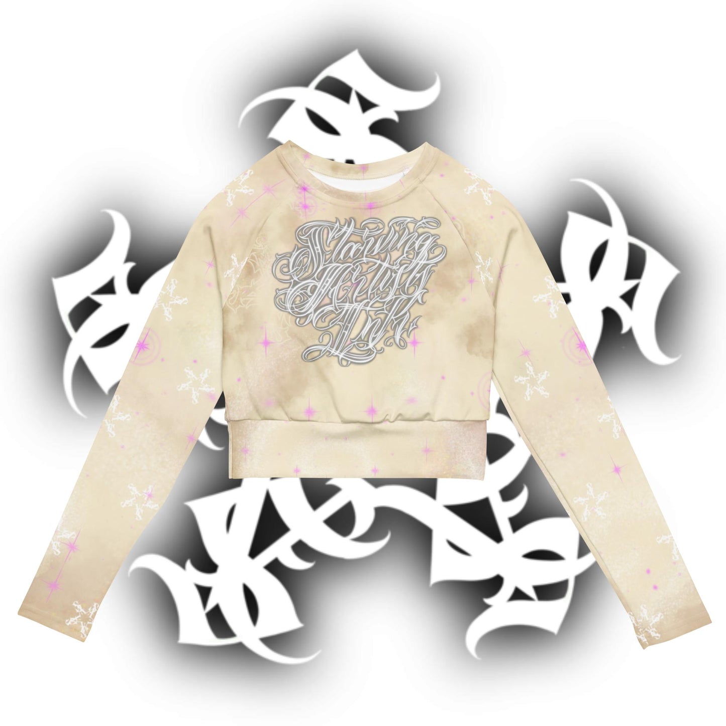 Recycled long-sleeve crop top - Apricot Storm “SAInk”