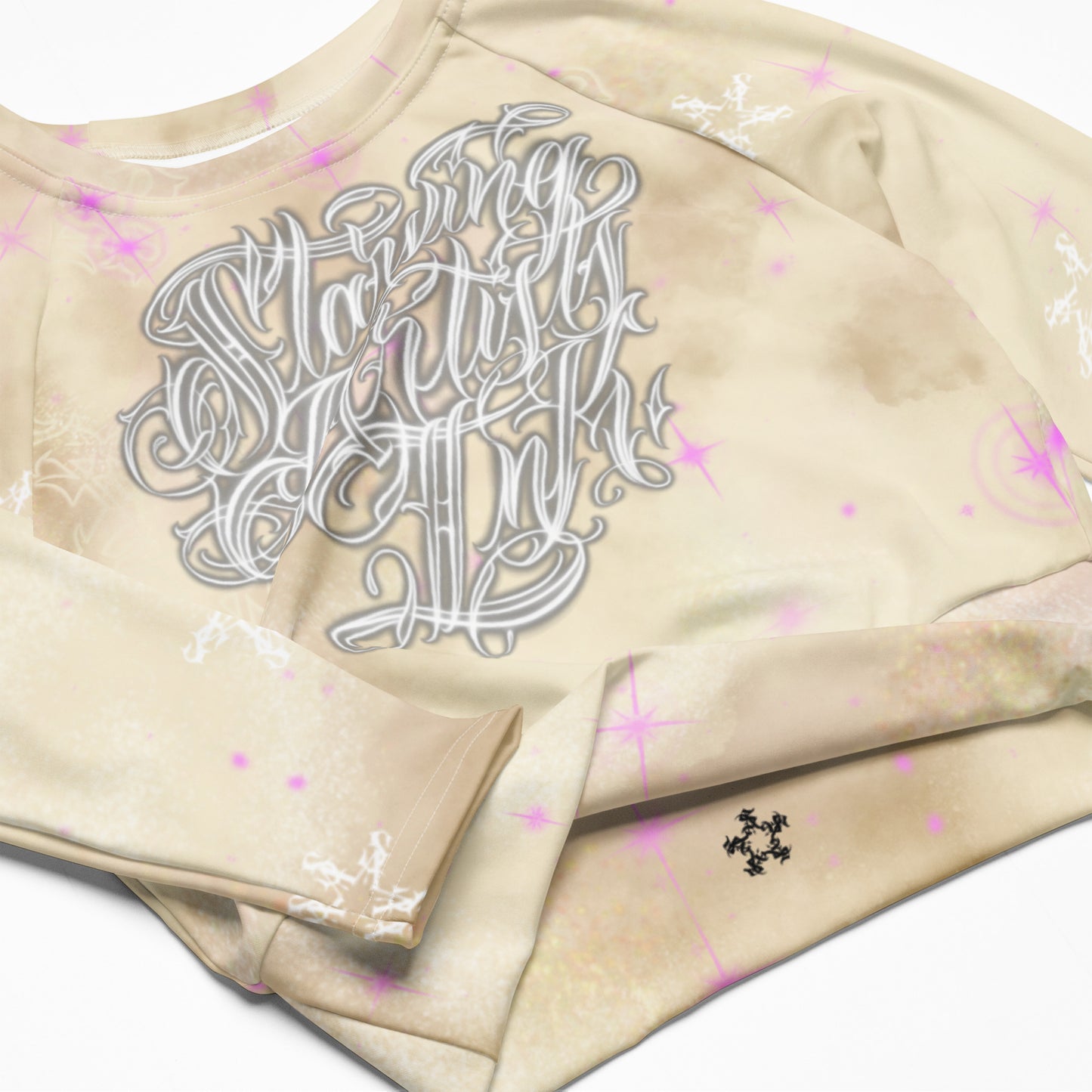 Recycled long-sleeve crop top - Apricot Storm “SAInk”