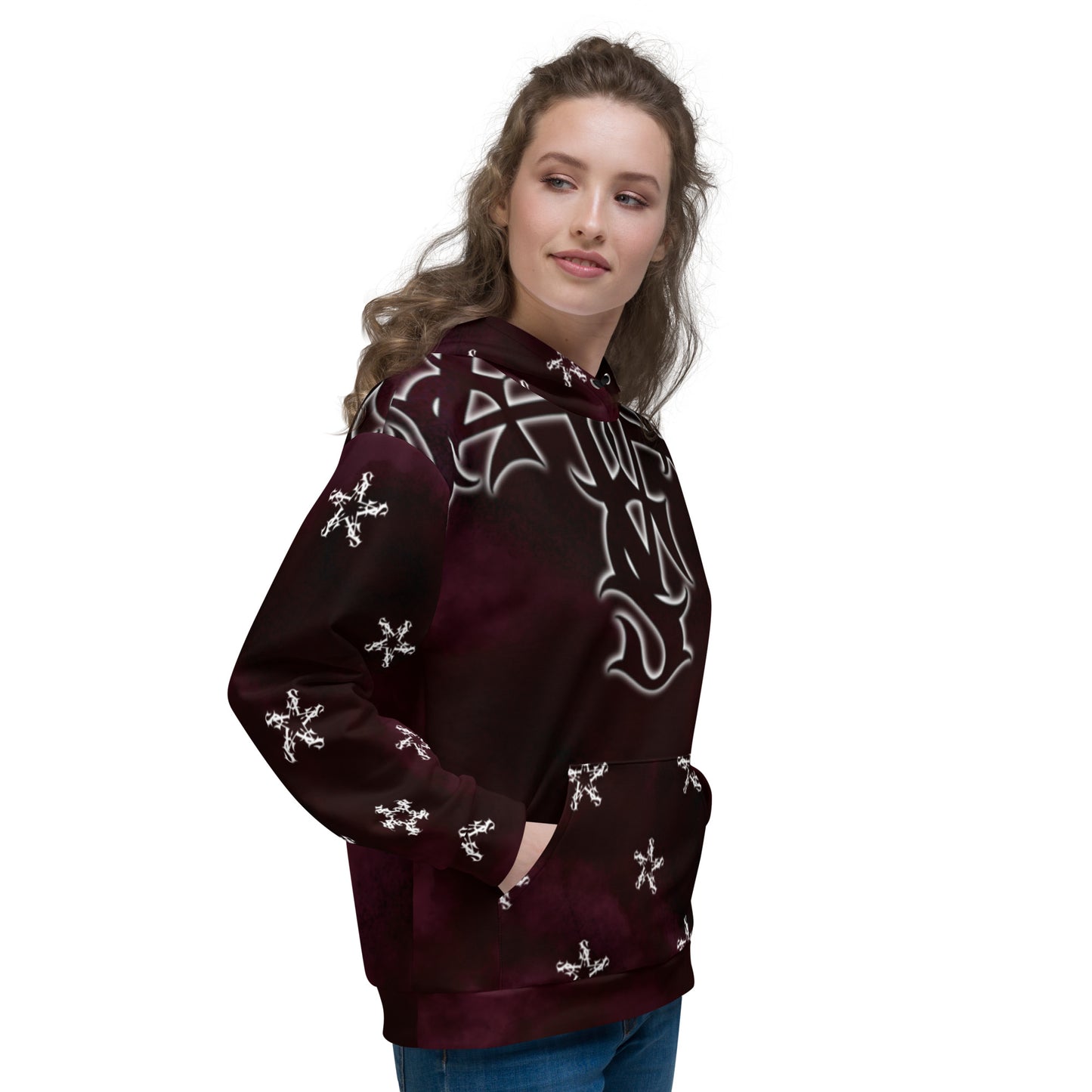 Unisex Hoodie - Burgundy “Tribal Star”