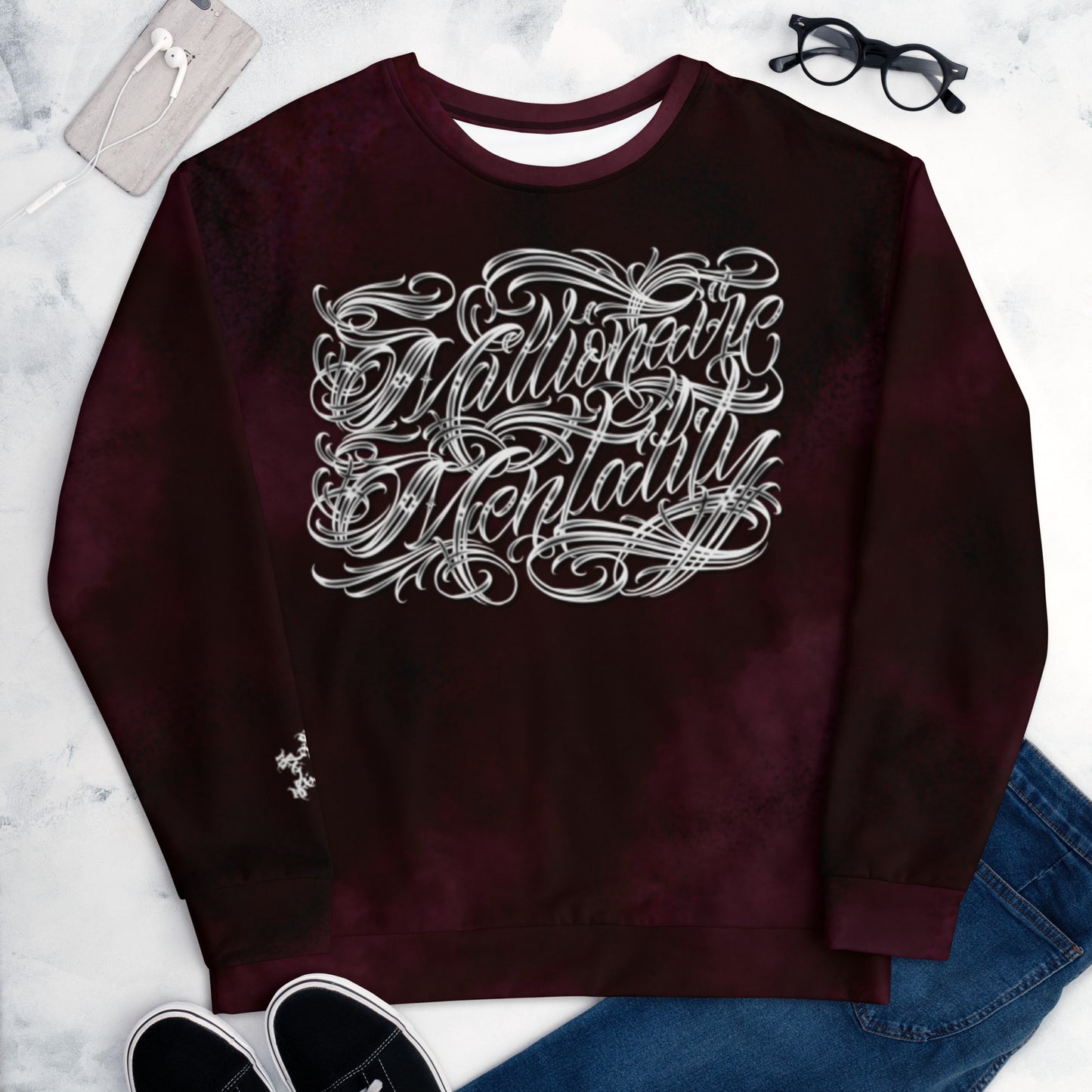 Sweatshirt - Burgundy Storm “Millionaire Mentality”