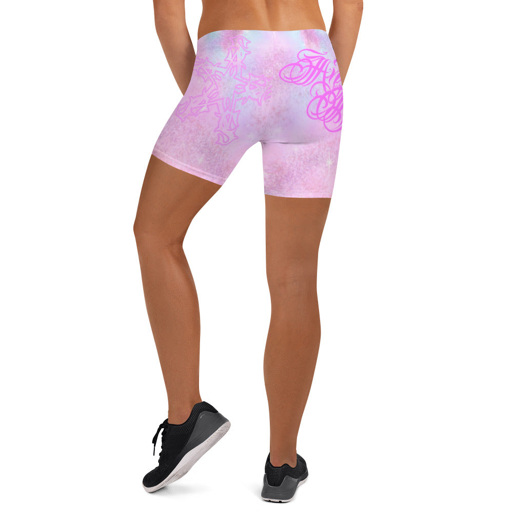 yoga Shorts - Pink “Angel Baby”