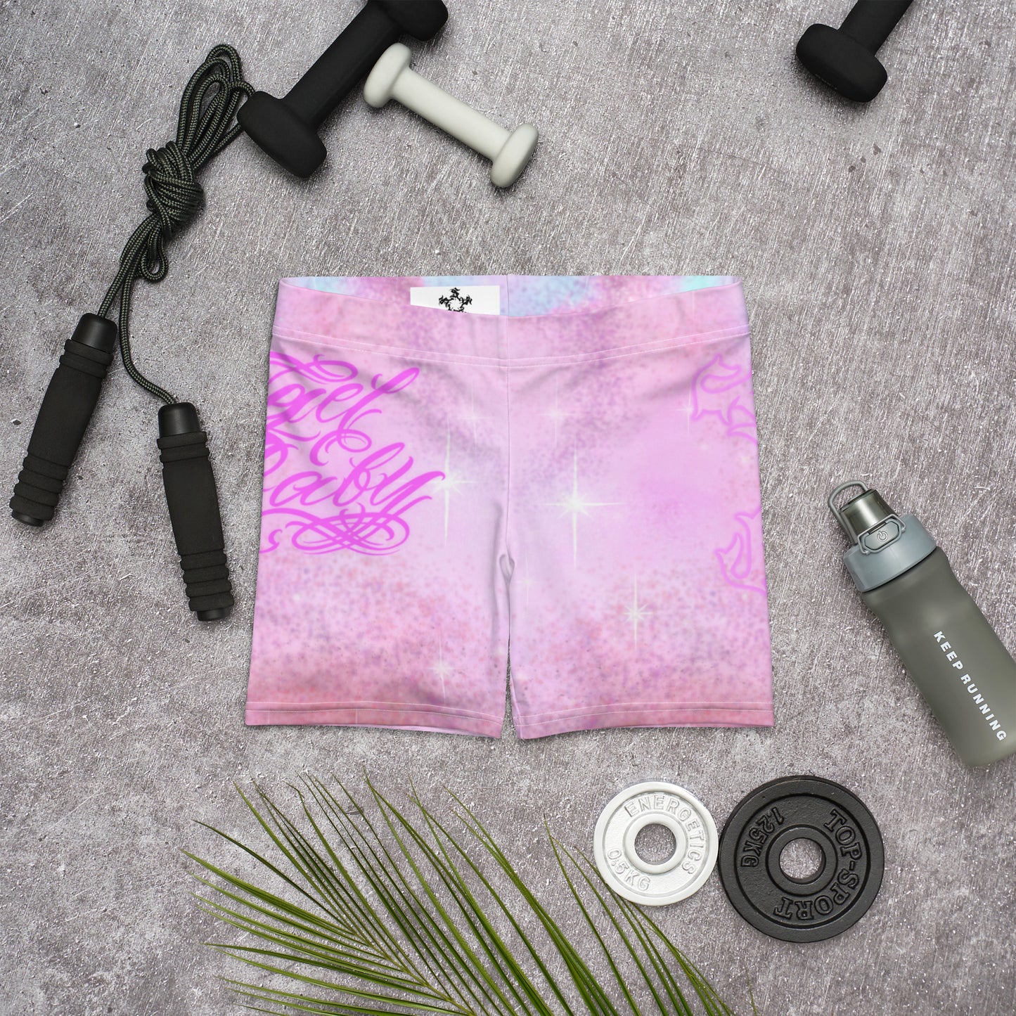 yoga Shorts - Pink “Angel Baby”