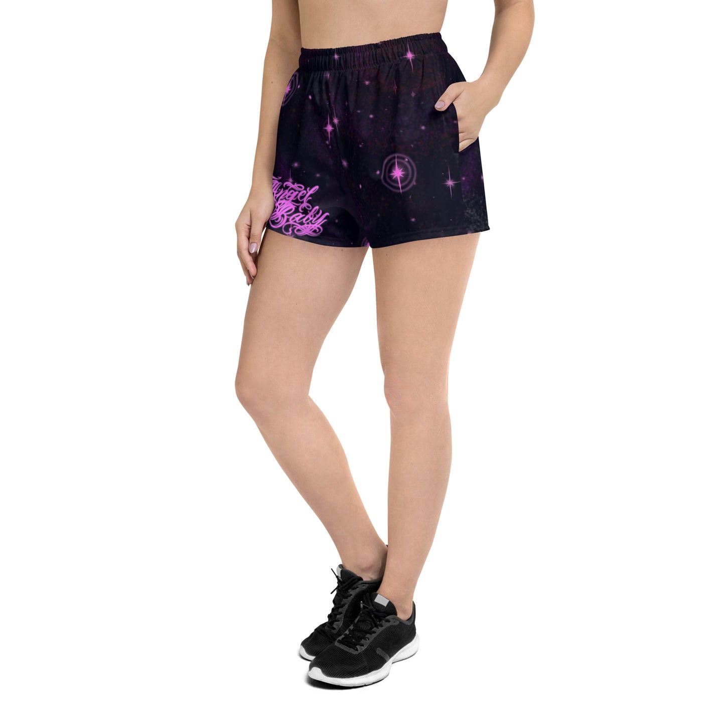 Women’s Athletic Shorts Black & Pink “Angel Baby”