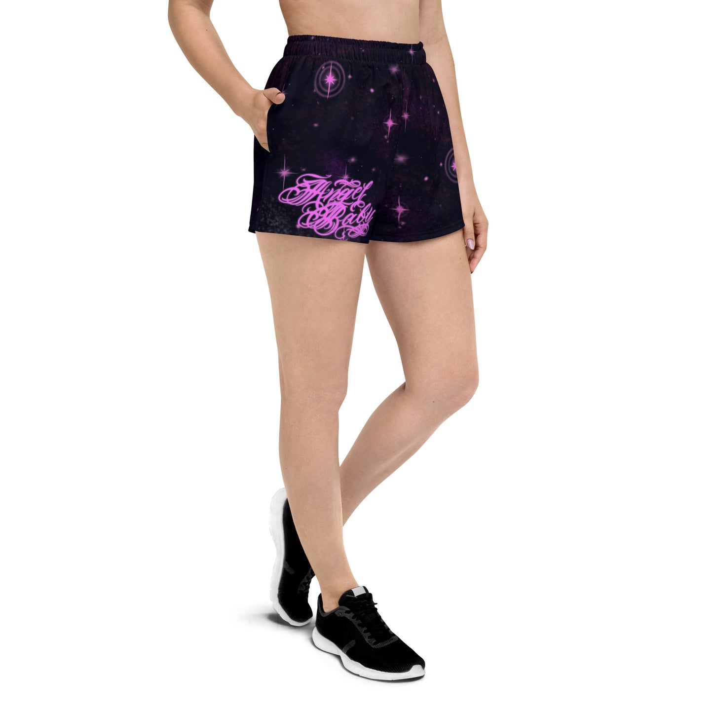 Women’s Athletic Shorts Black & Pink “Angel Baby”