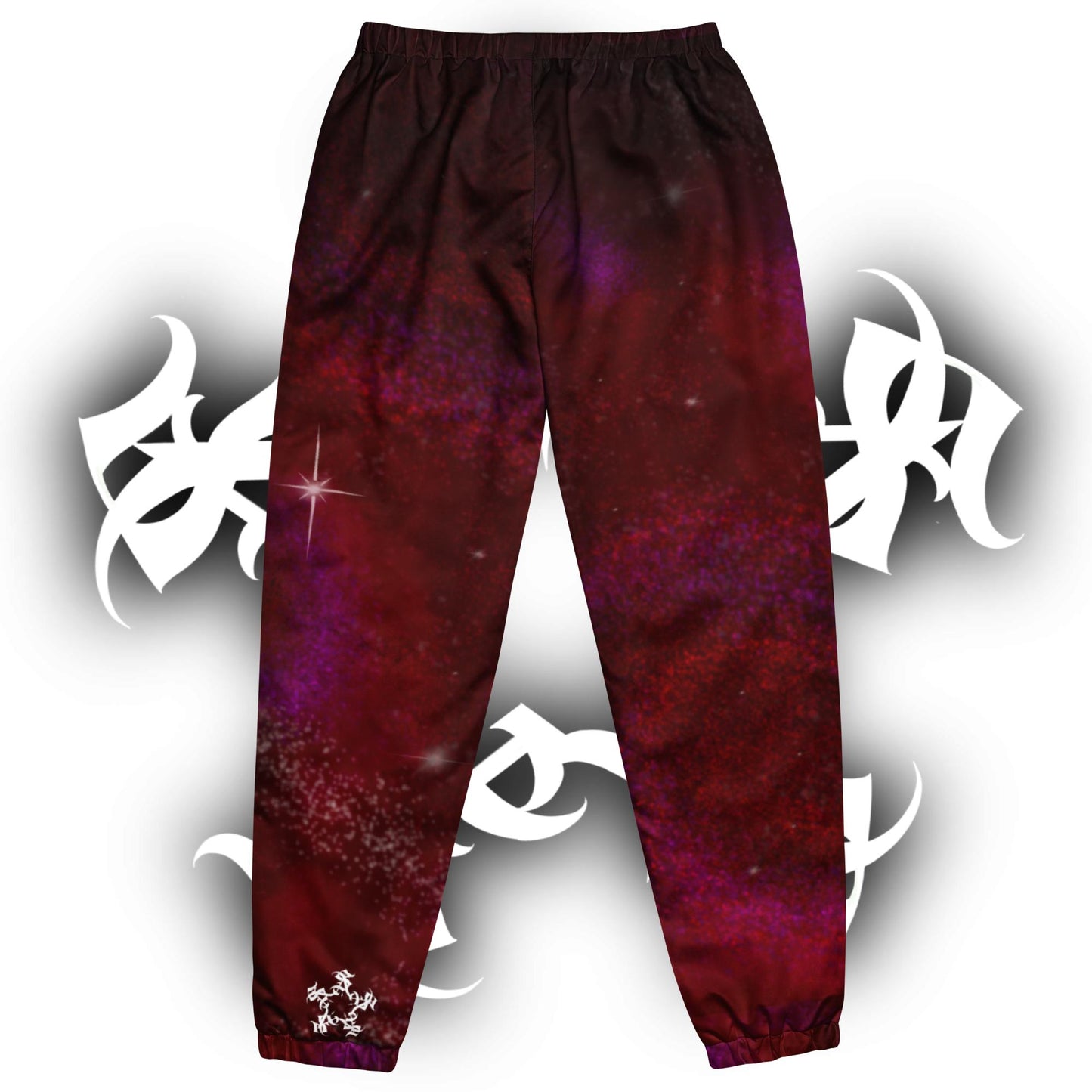 Track Pants Red Galaxy Print