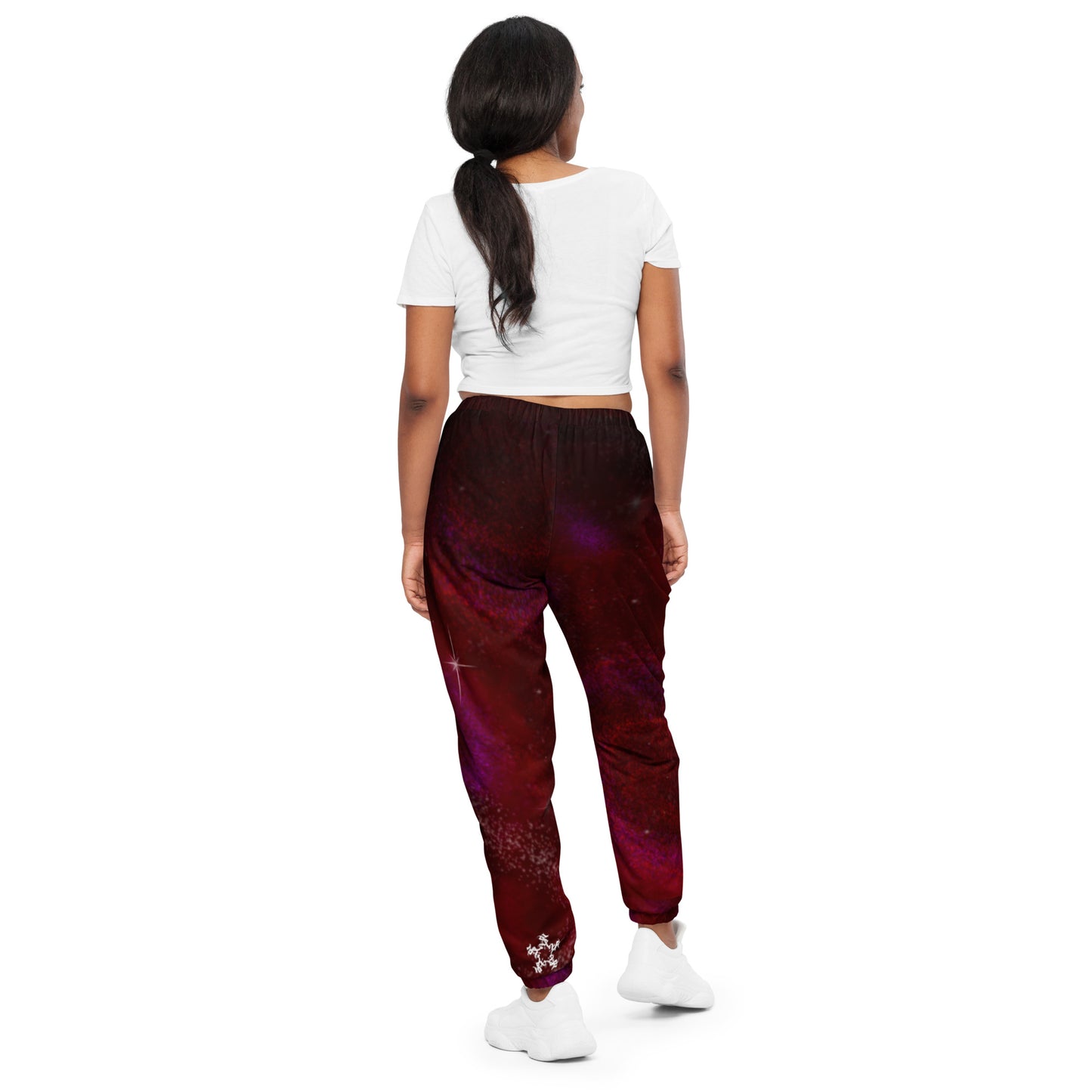 Track Pants Red Galaxy Print