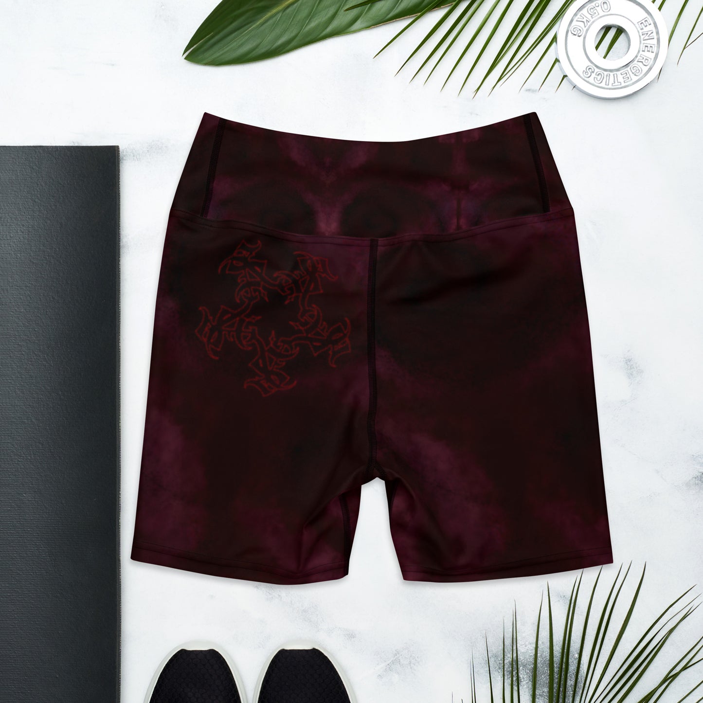 High waist yoga shorts Burgundy Storm