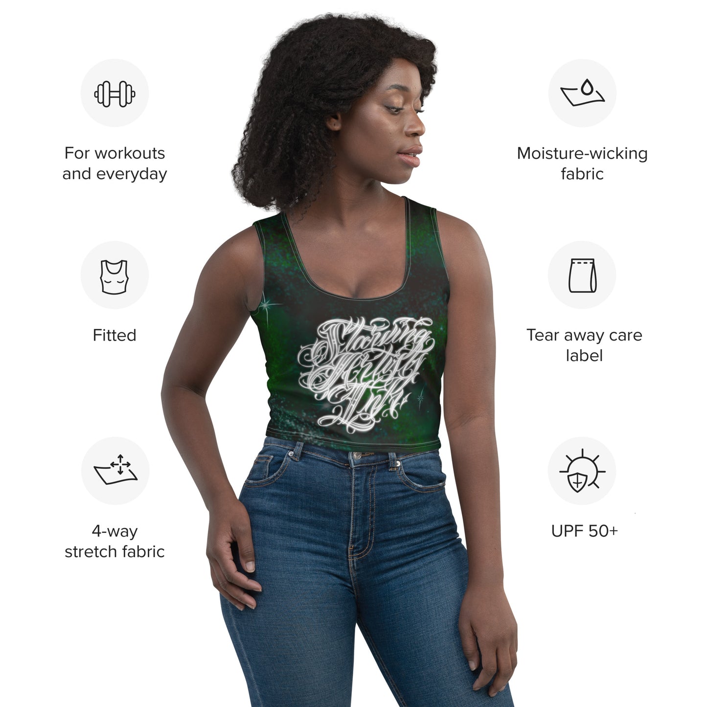 Crop Tank Top “Emerald Green Cosmo”