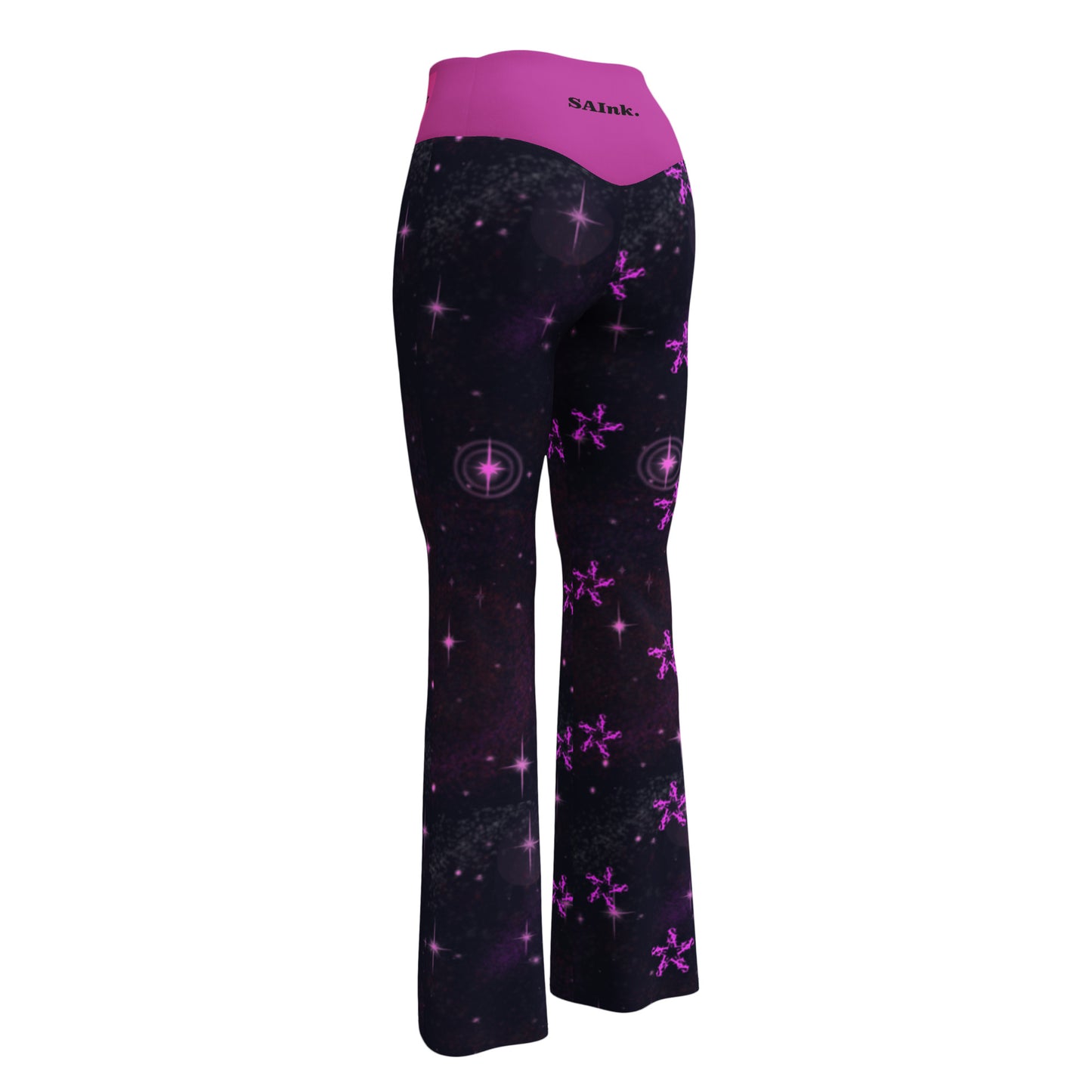 Flare leggings Black & Fusia