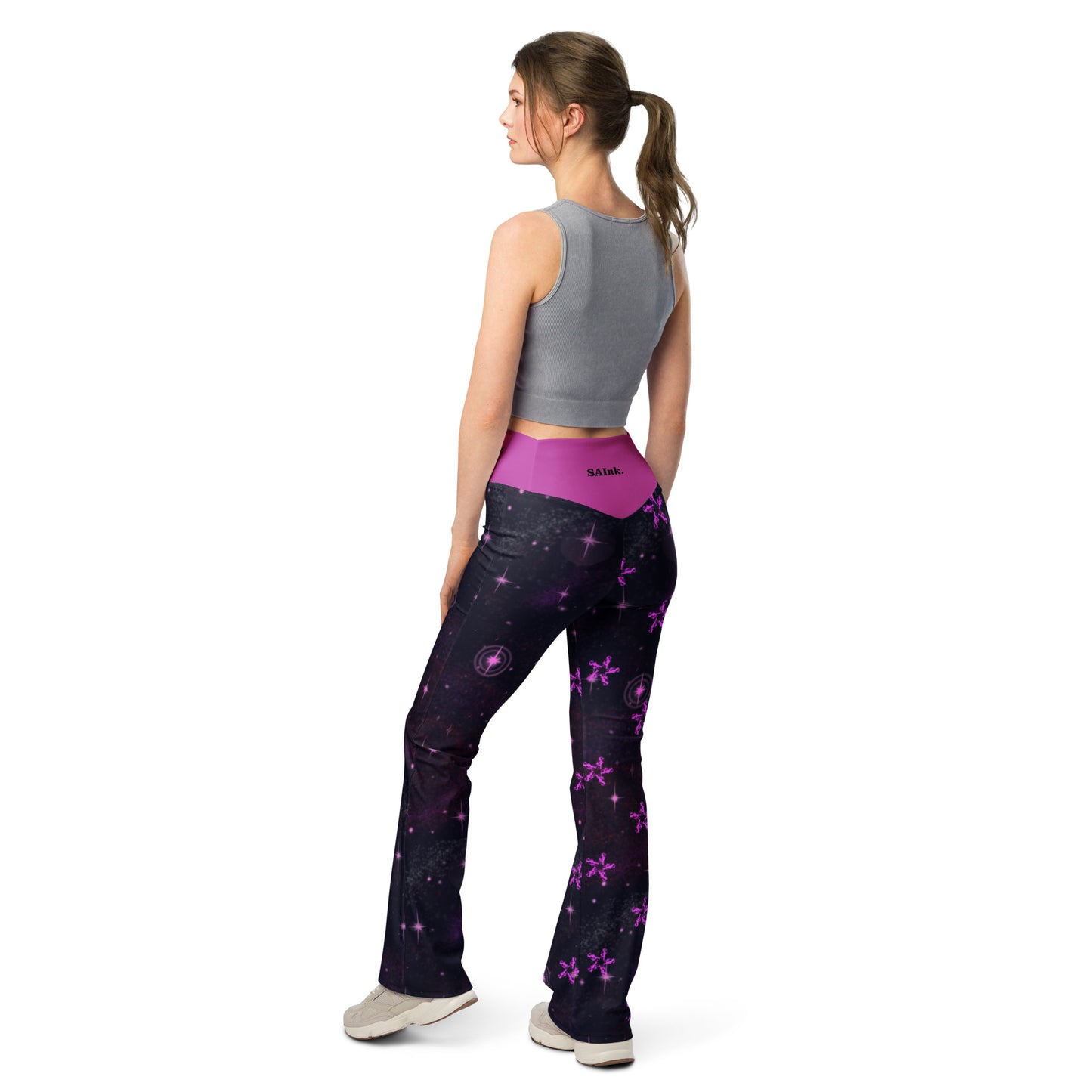 Flare leggings Black & Fusia