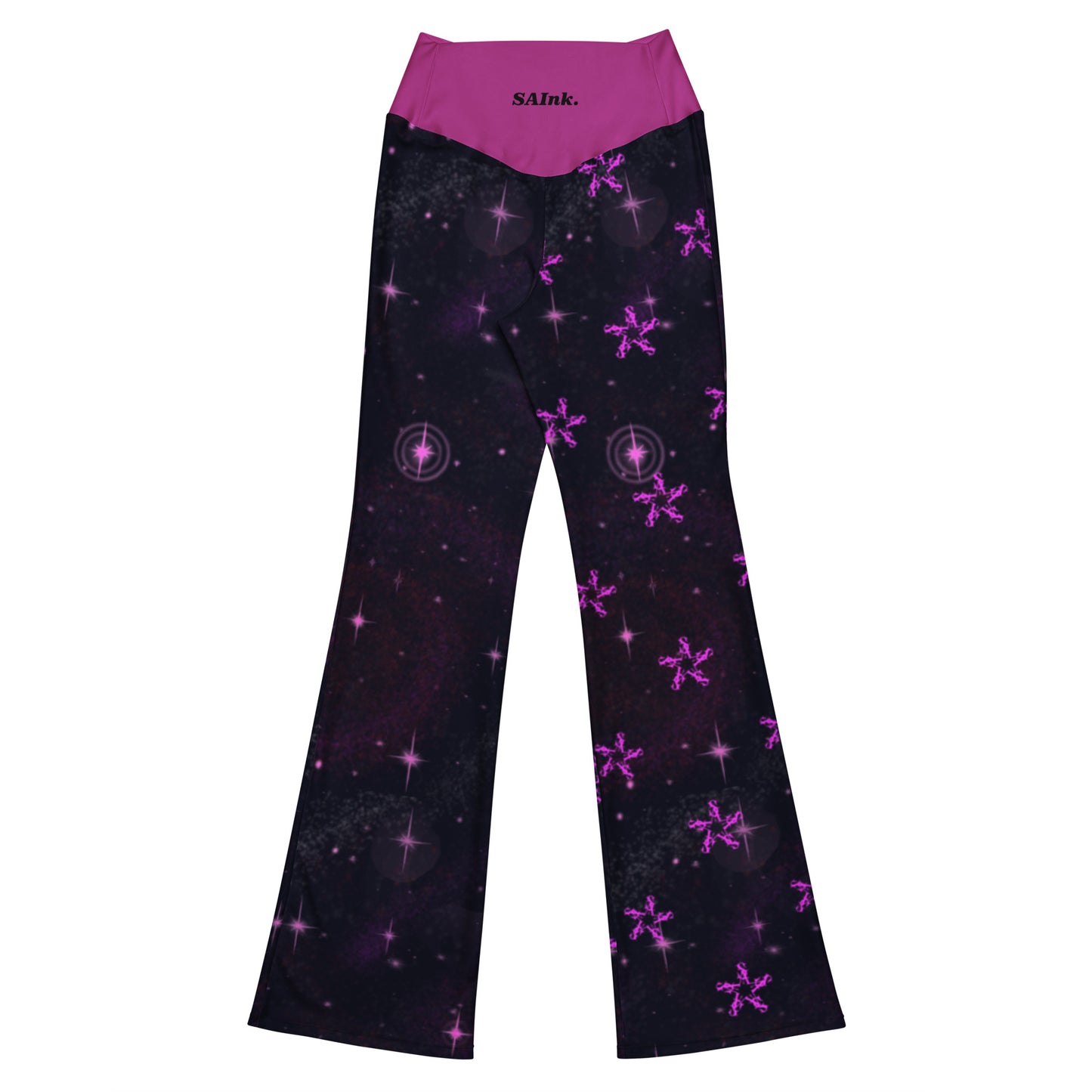 Flare leggings Black & Fusia