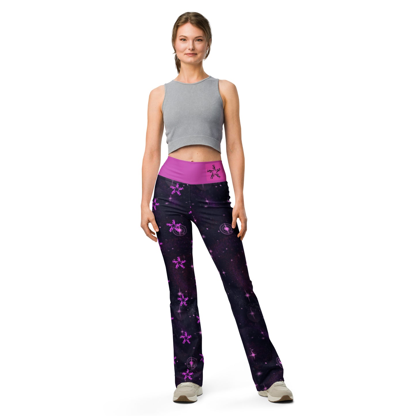 Flare leggings Black & Fusia