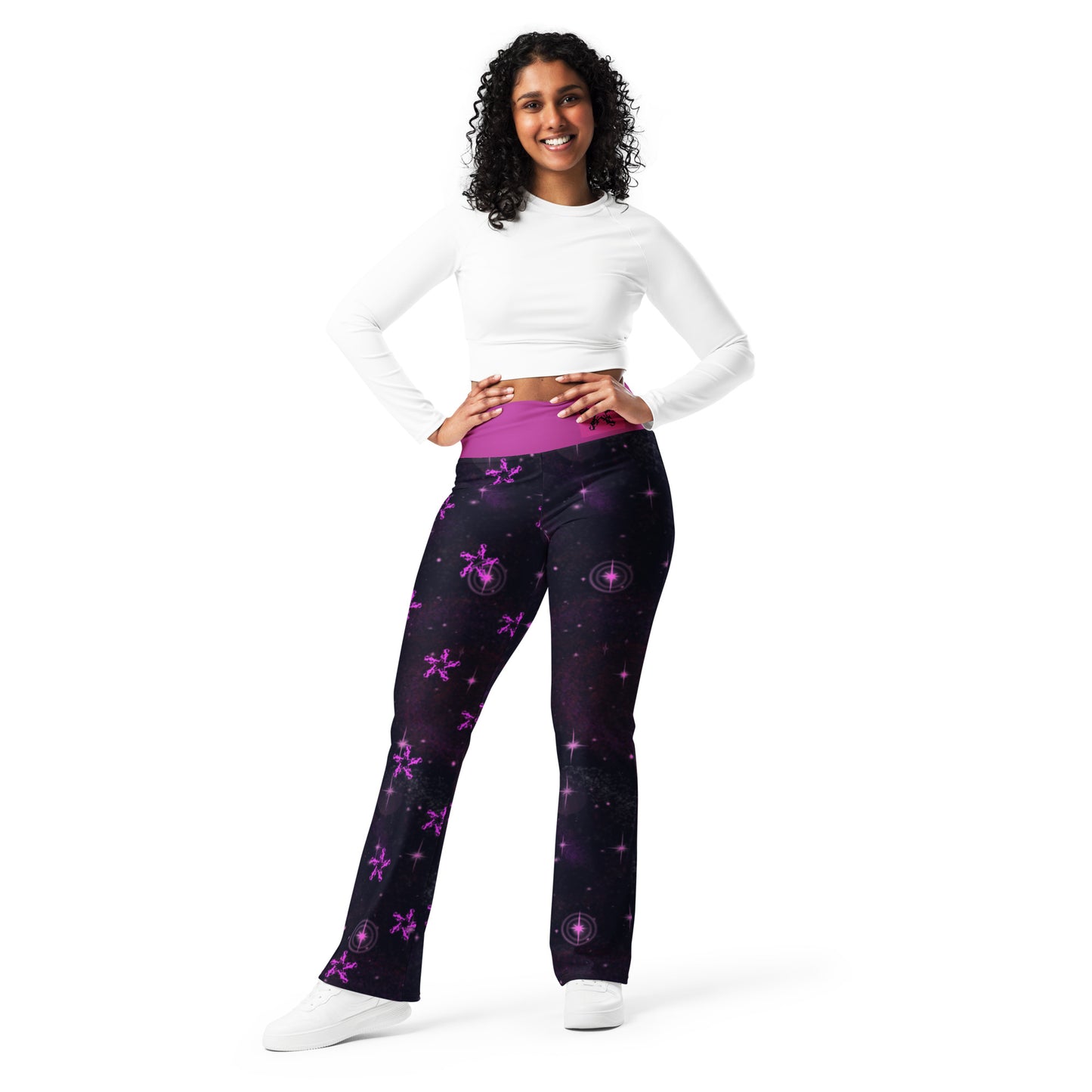 Flare leggings Black & Fusia