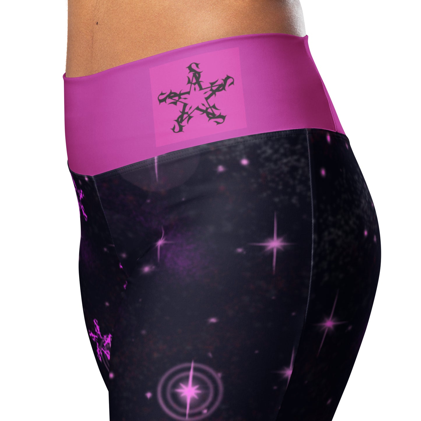 Flare leggings Black & Fusia