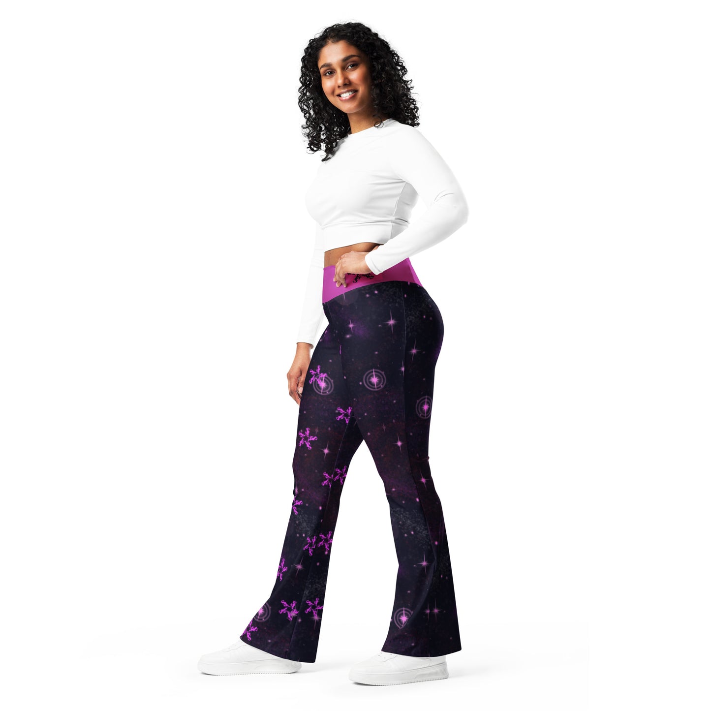 Flare leggings Black & Fusia