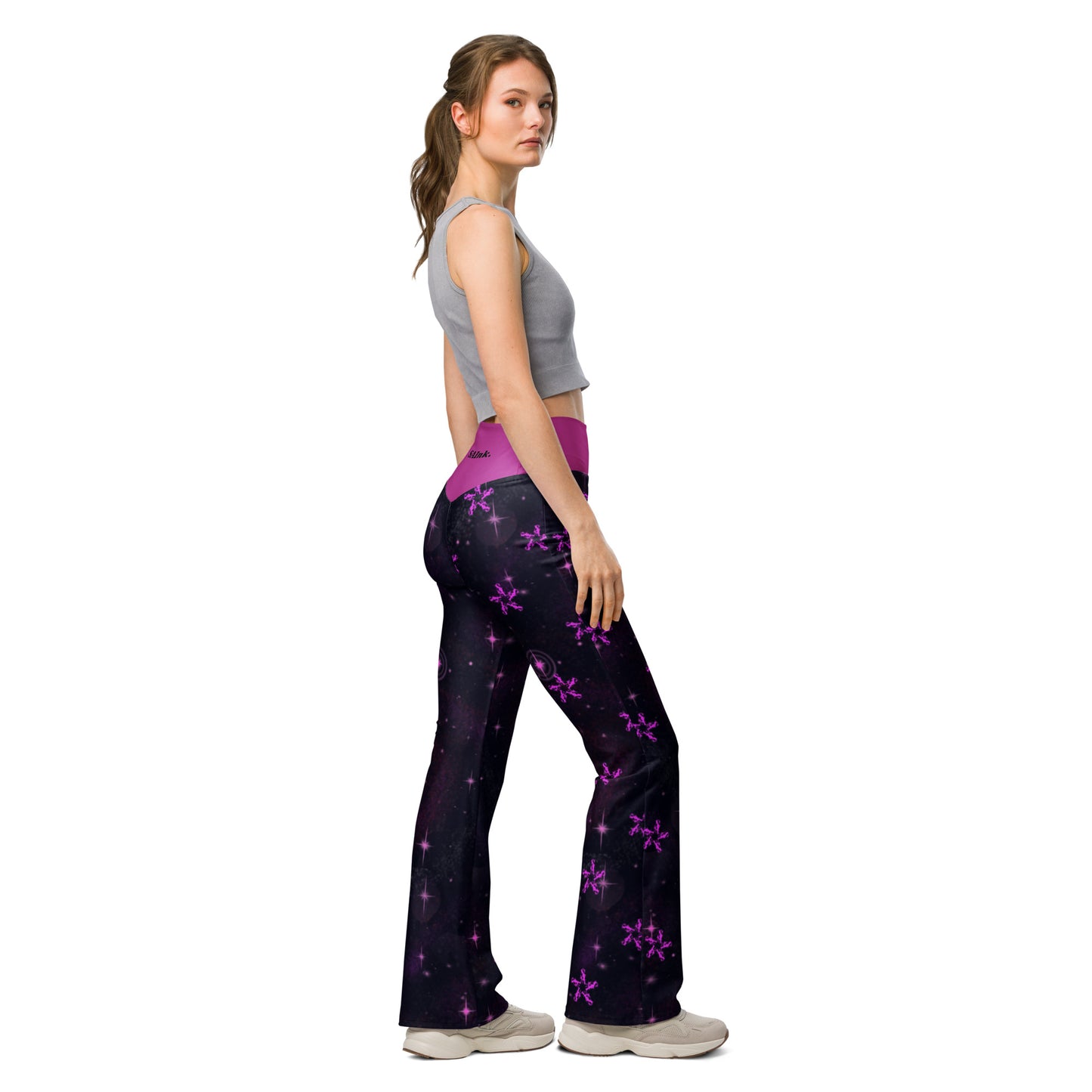 Flare leggings Black & Fusia