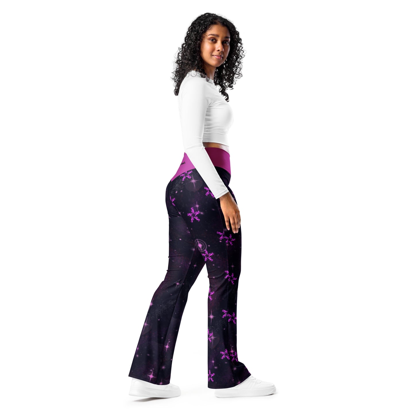Flare leggings Black & Fusia