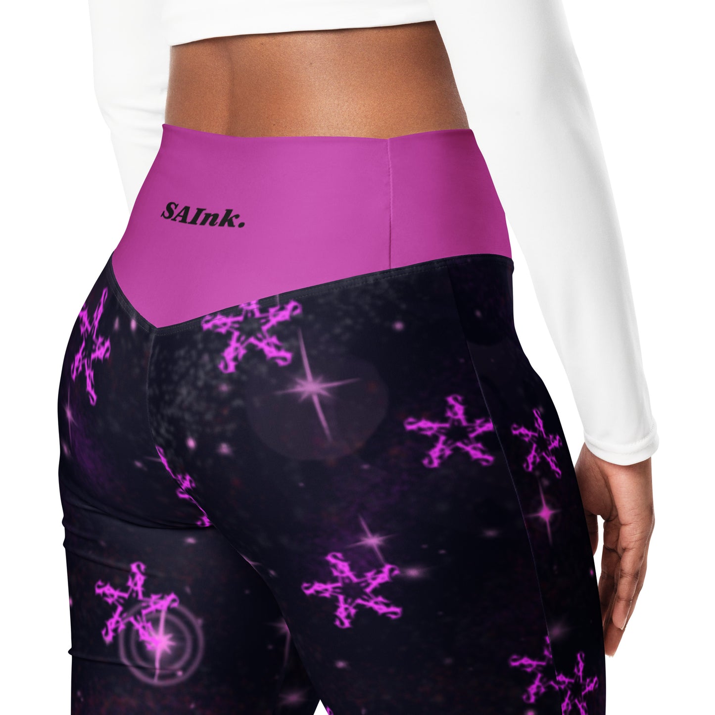 Flare leggings Black & Fusia