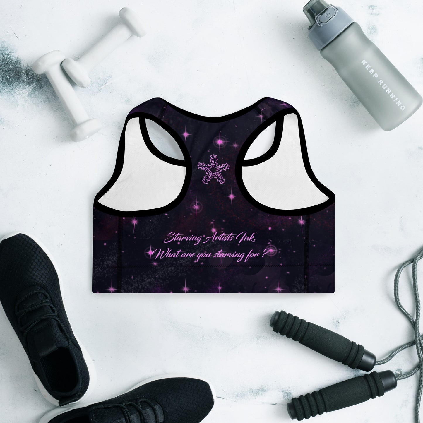 Padded Sports Bra Black & Pink