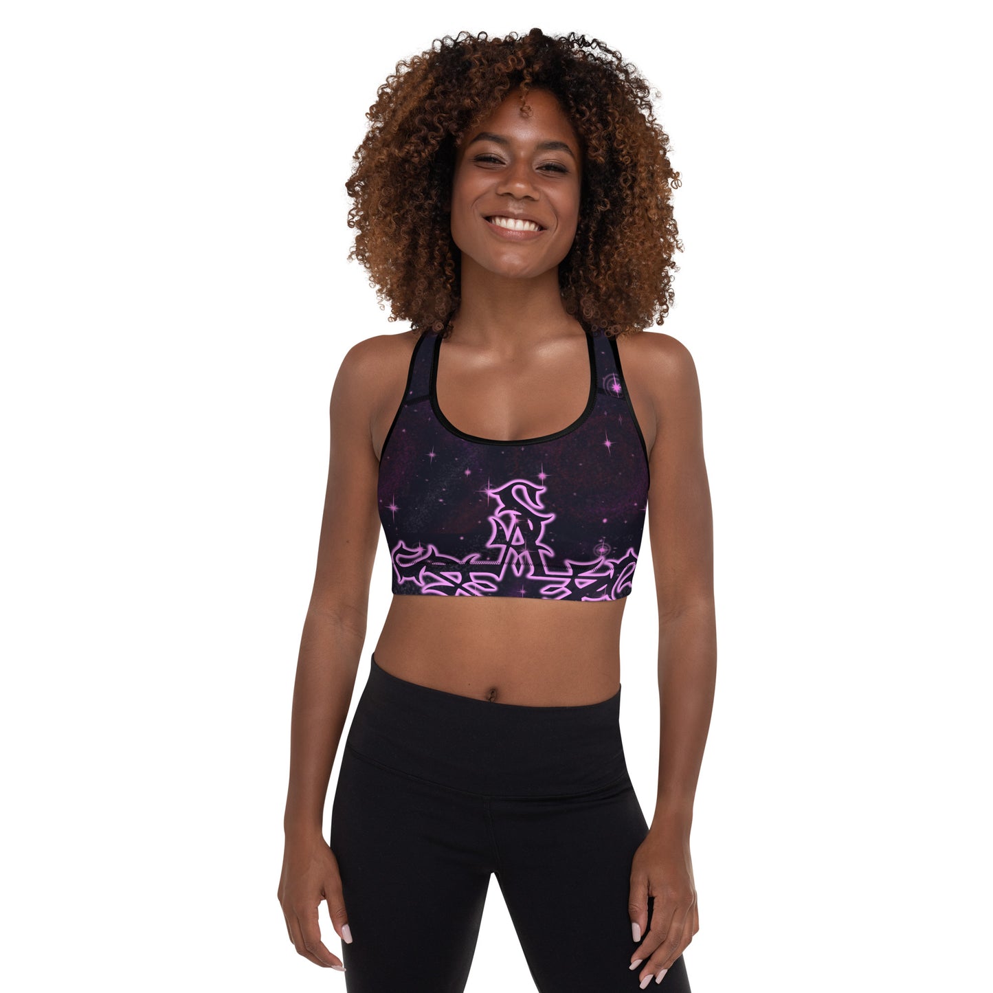Padded Sports Bra Black & Pink