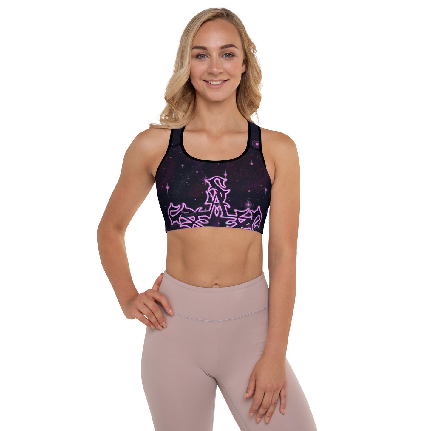 Padded Sports Bra Black & Pink