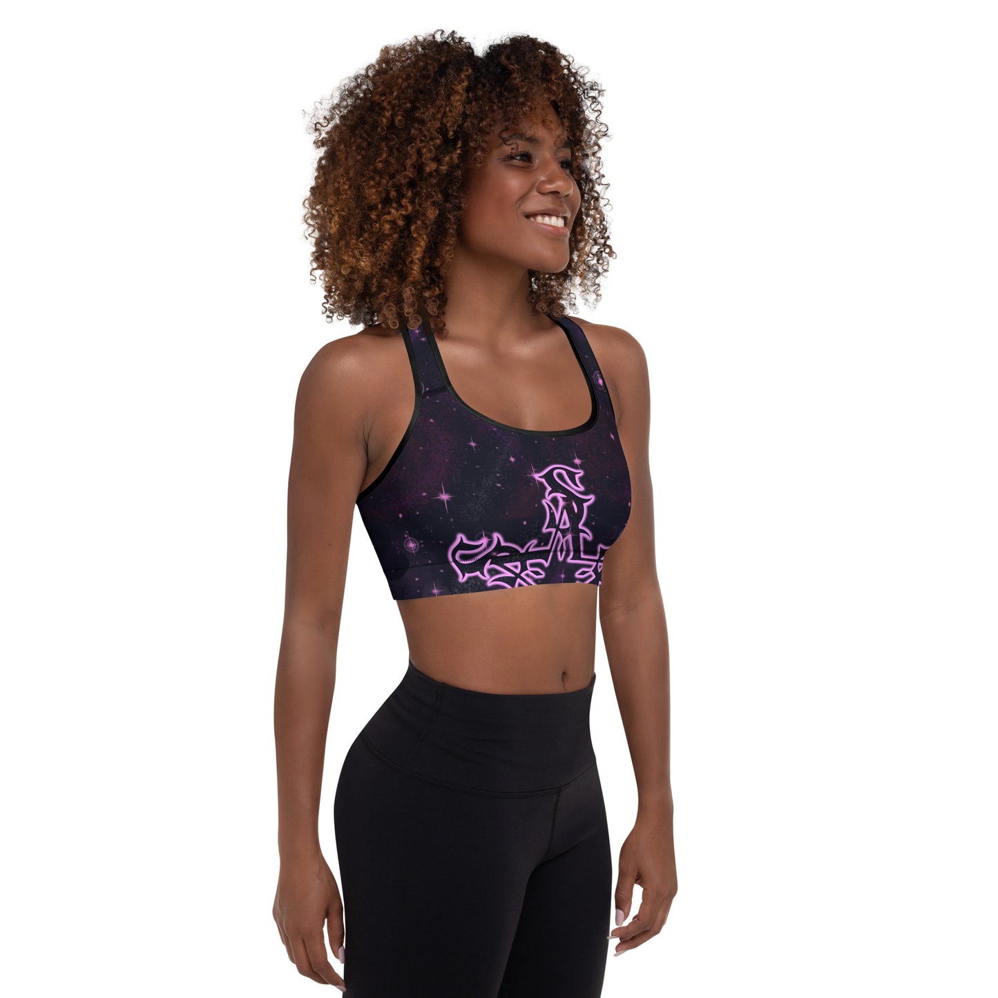 Padded Sports Bra Black & Pink