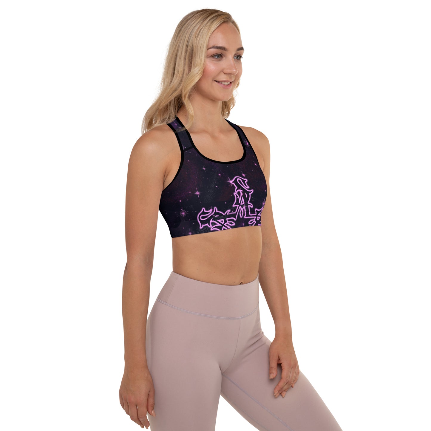 Padded Sports Bra Black & Pink