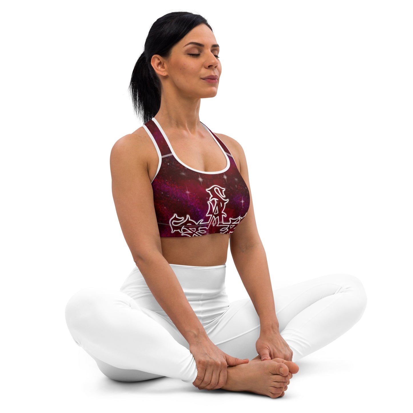 Padded Sports Bra “Burgundy Galaxy”