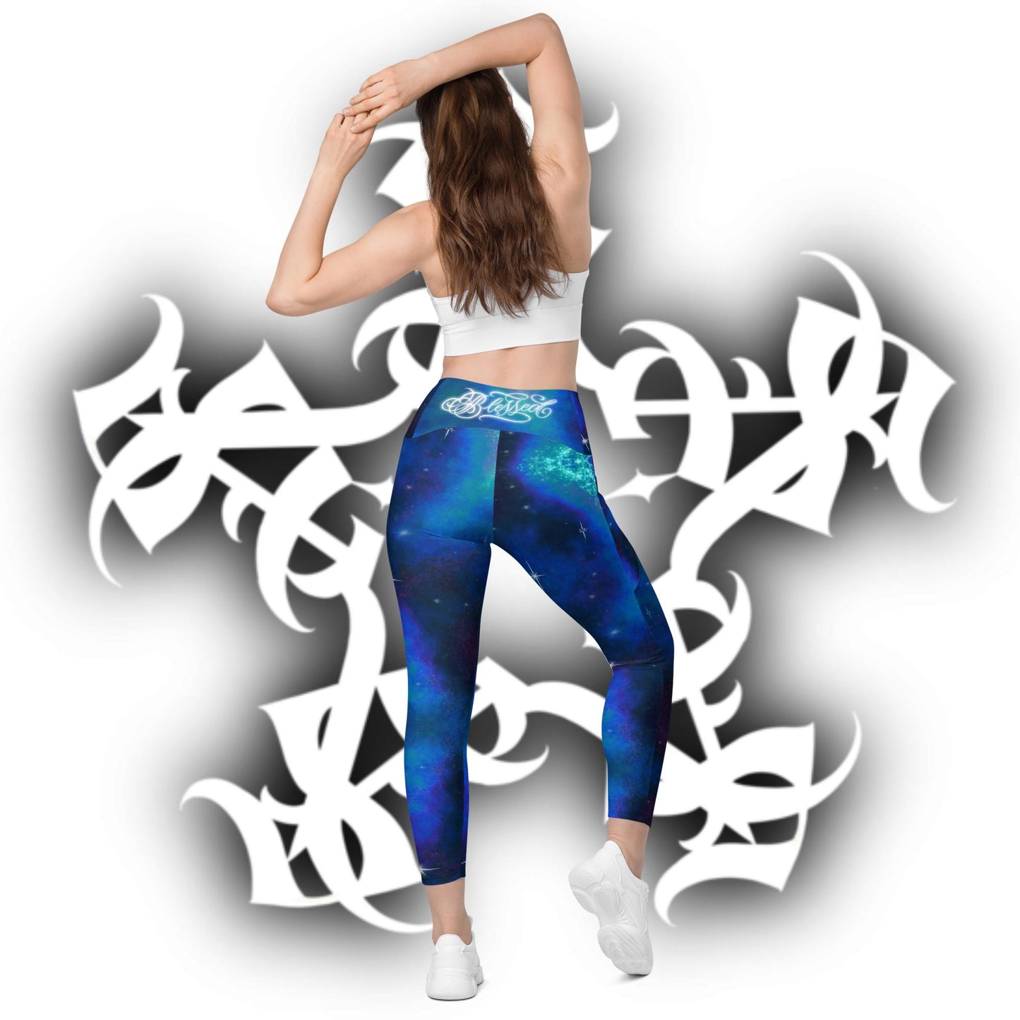 Crossover leggings with pockets “Royal Blue”