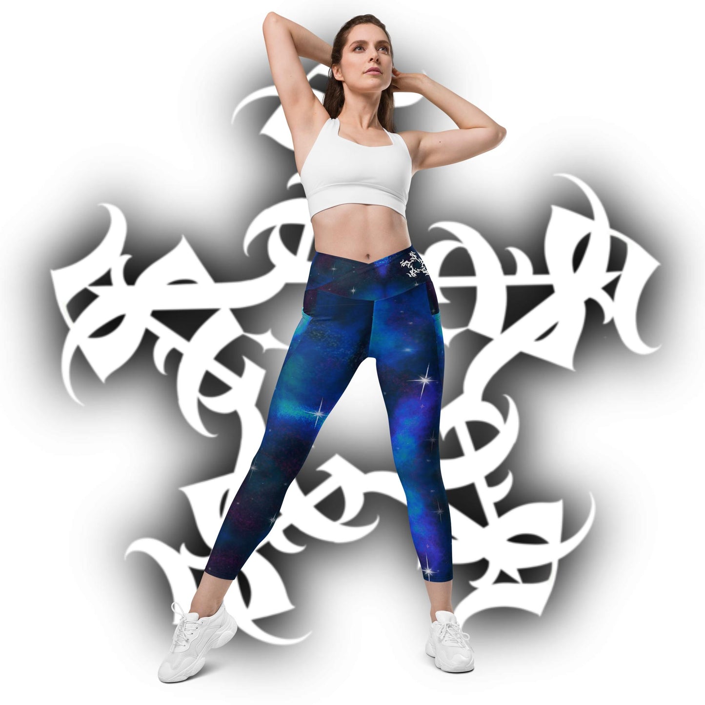 Crossover leggings with pockets “Royal Blue”