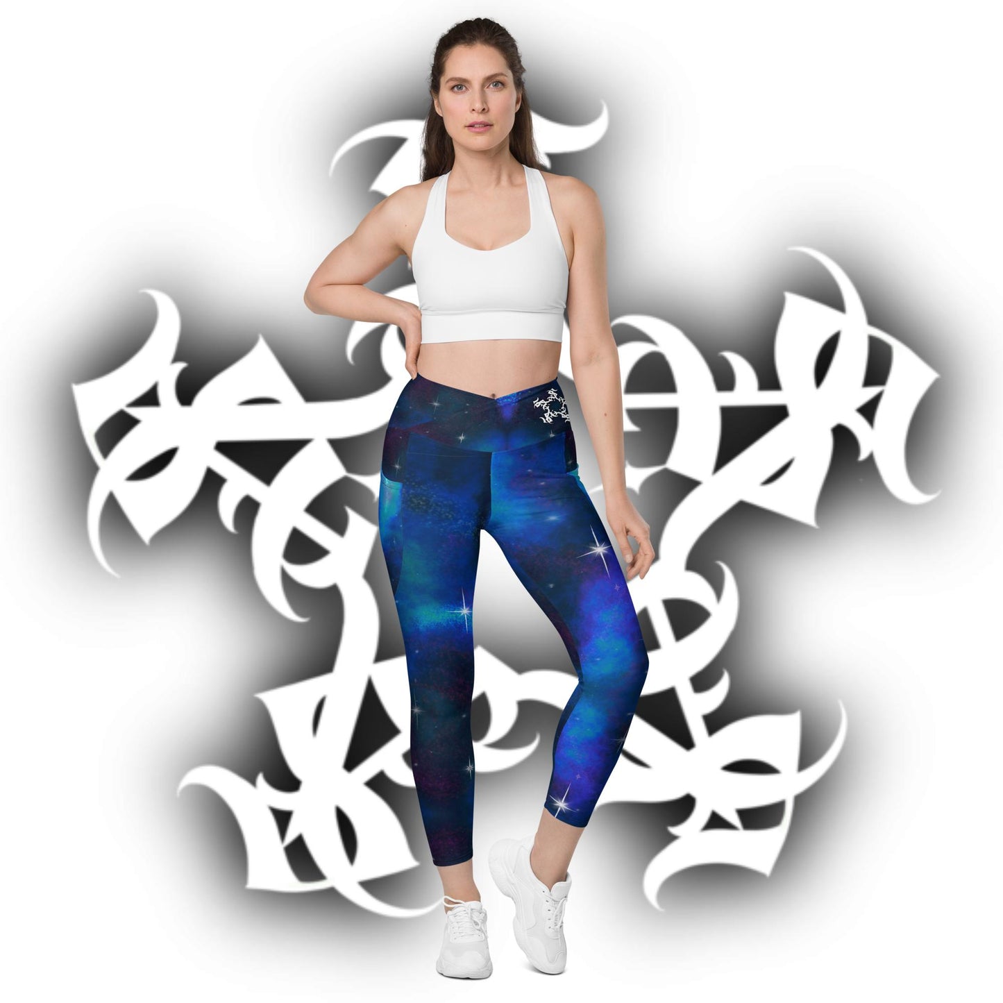 Crossover leggings with pockets “Royal Blue”