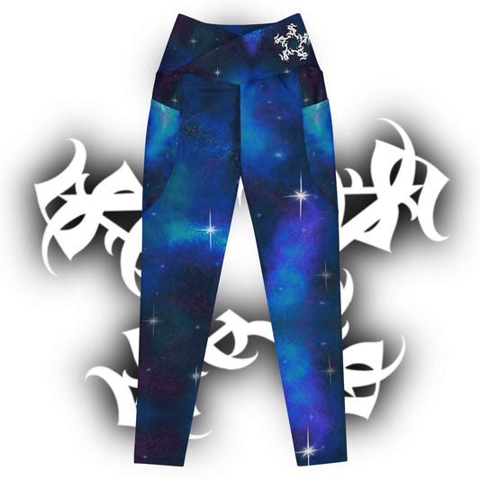 Crossover leggings with pockets “Royal Blue”