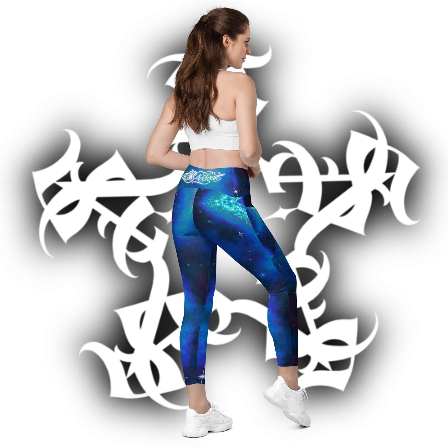 Crossover leggings with pockets “Royal Blue”