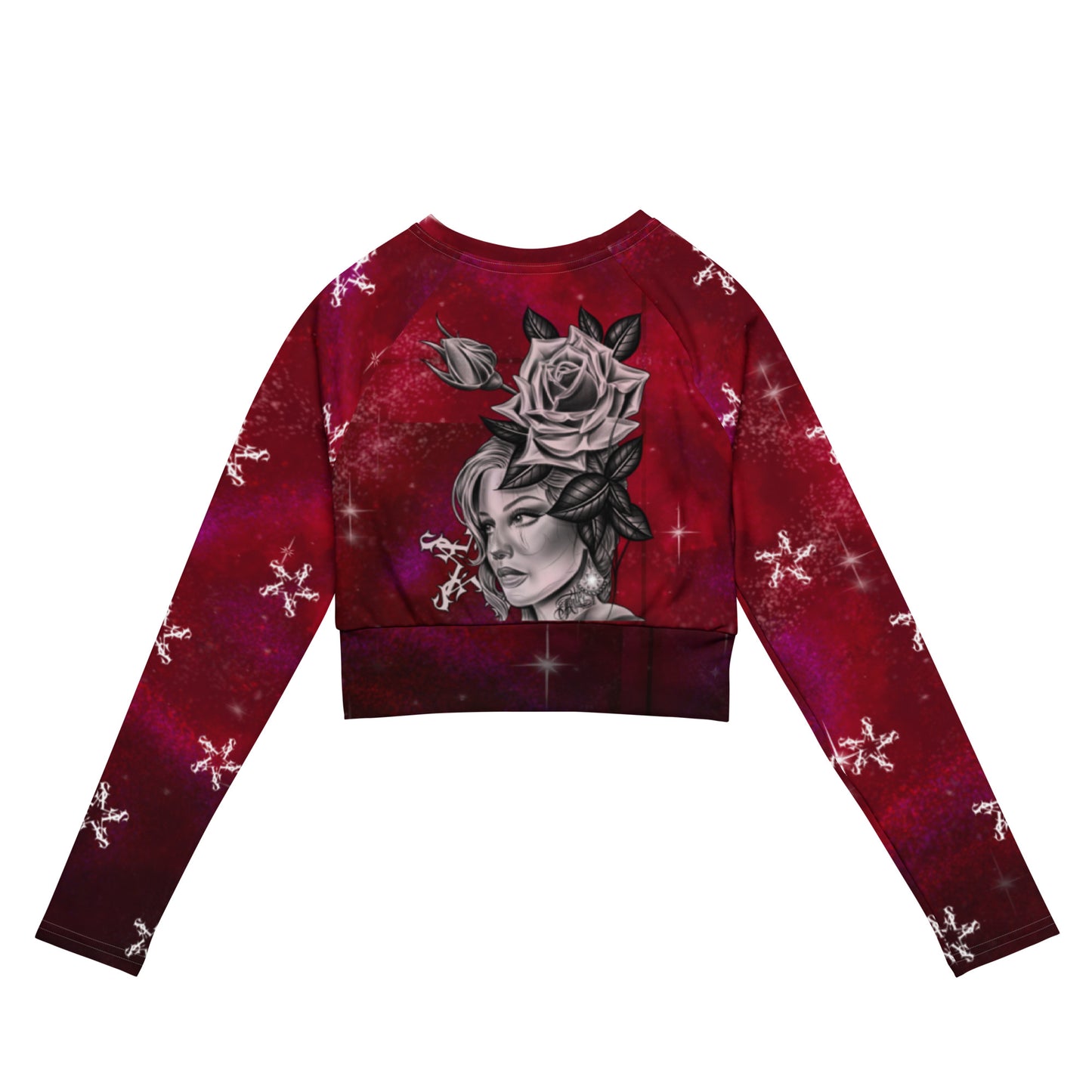 Long sleeve crop top - Burgundy galaxy “SAInk”