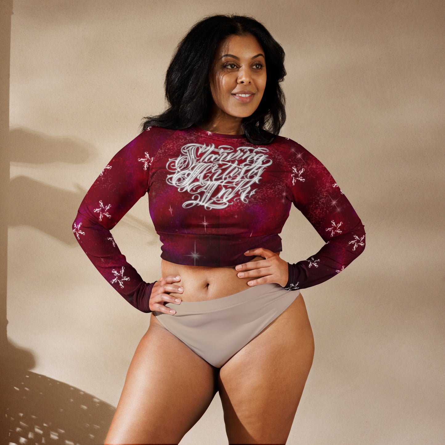 Long sleeve crop top - Burgundy galaxy “SAInk”