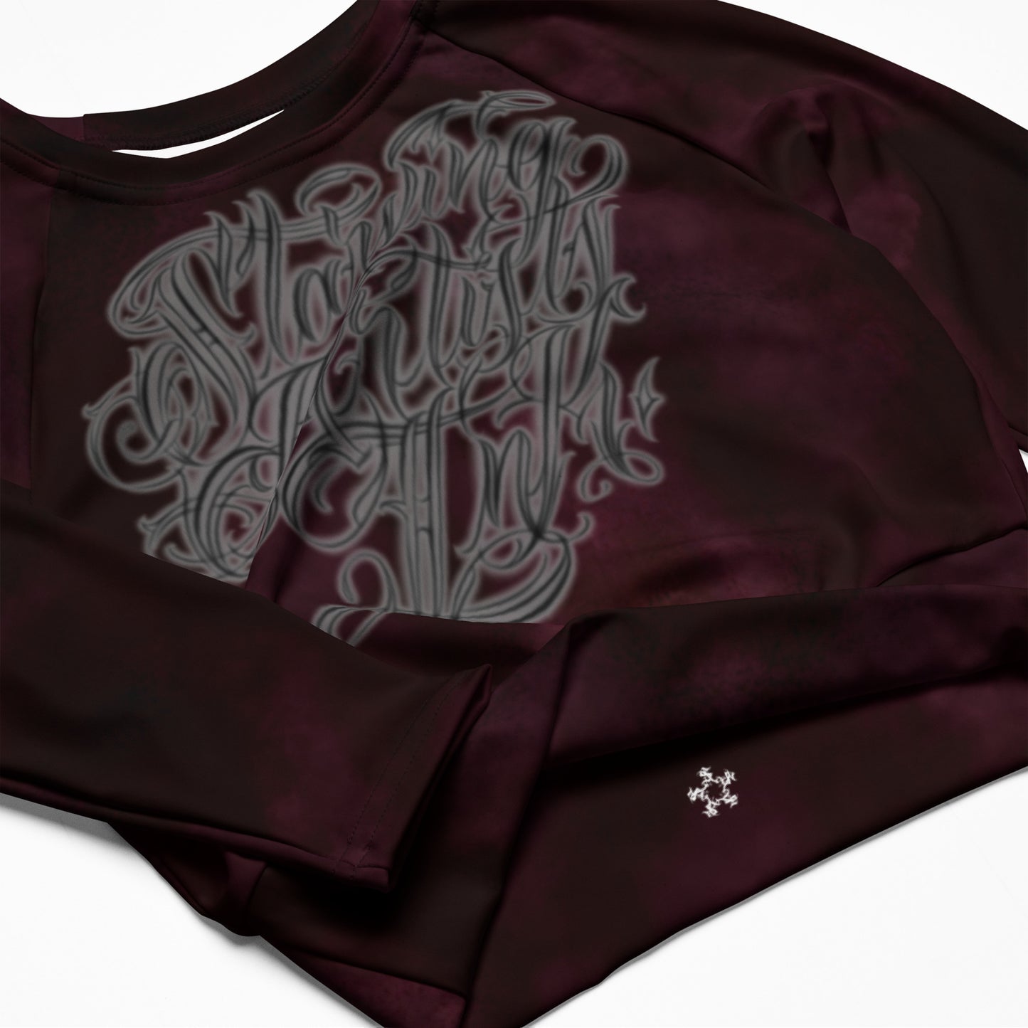 Recycled long-sleeve crop top Burgundy Storm