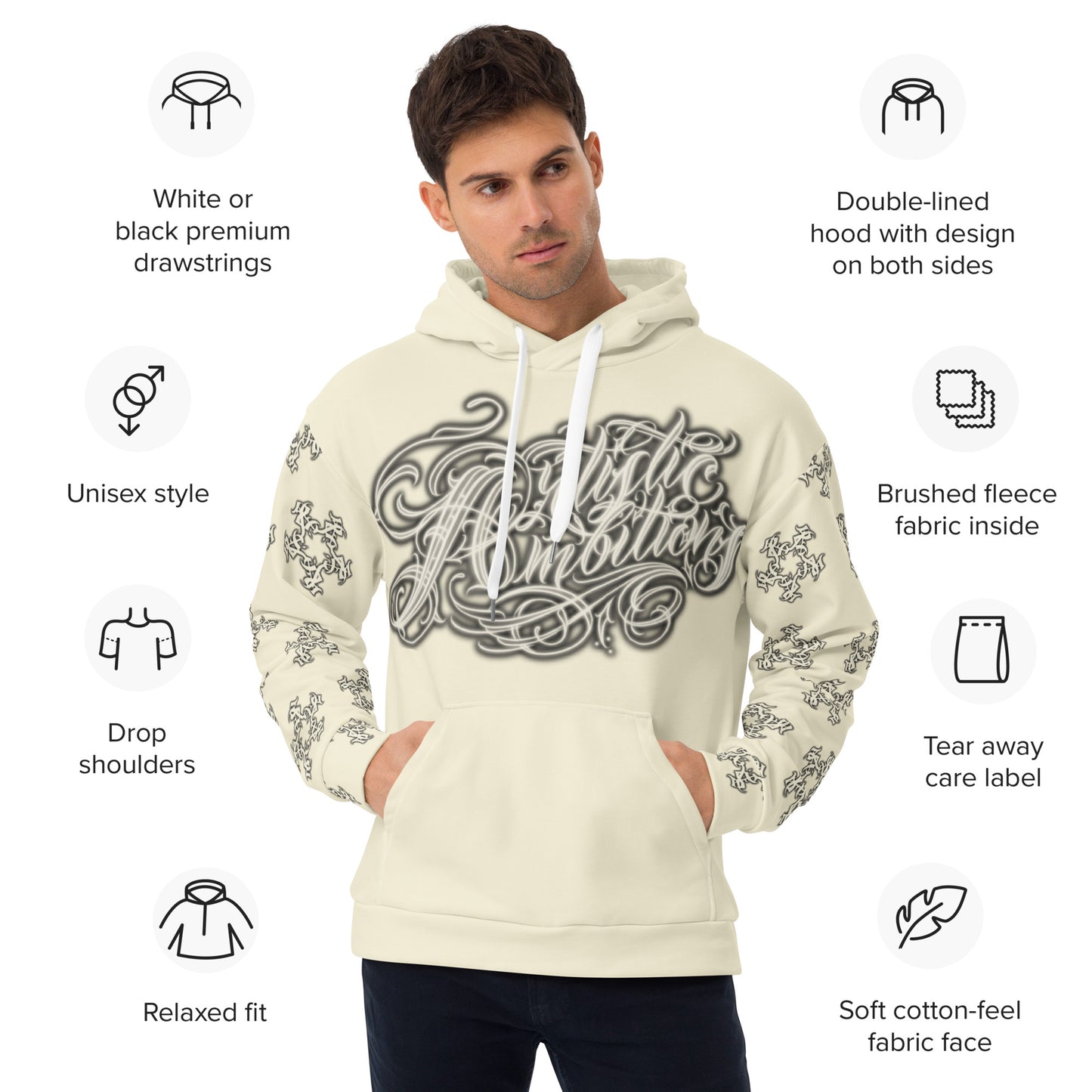 Hoodie - Apricot White “Artistic Ambitions”