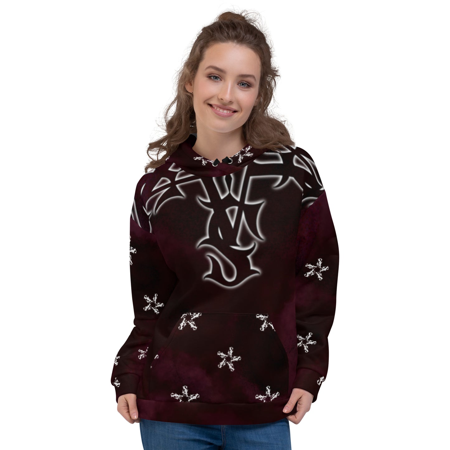 Unisex Hoodie - Burgundy “Tribal Star”