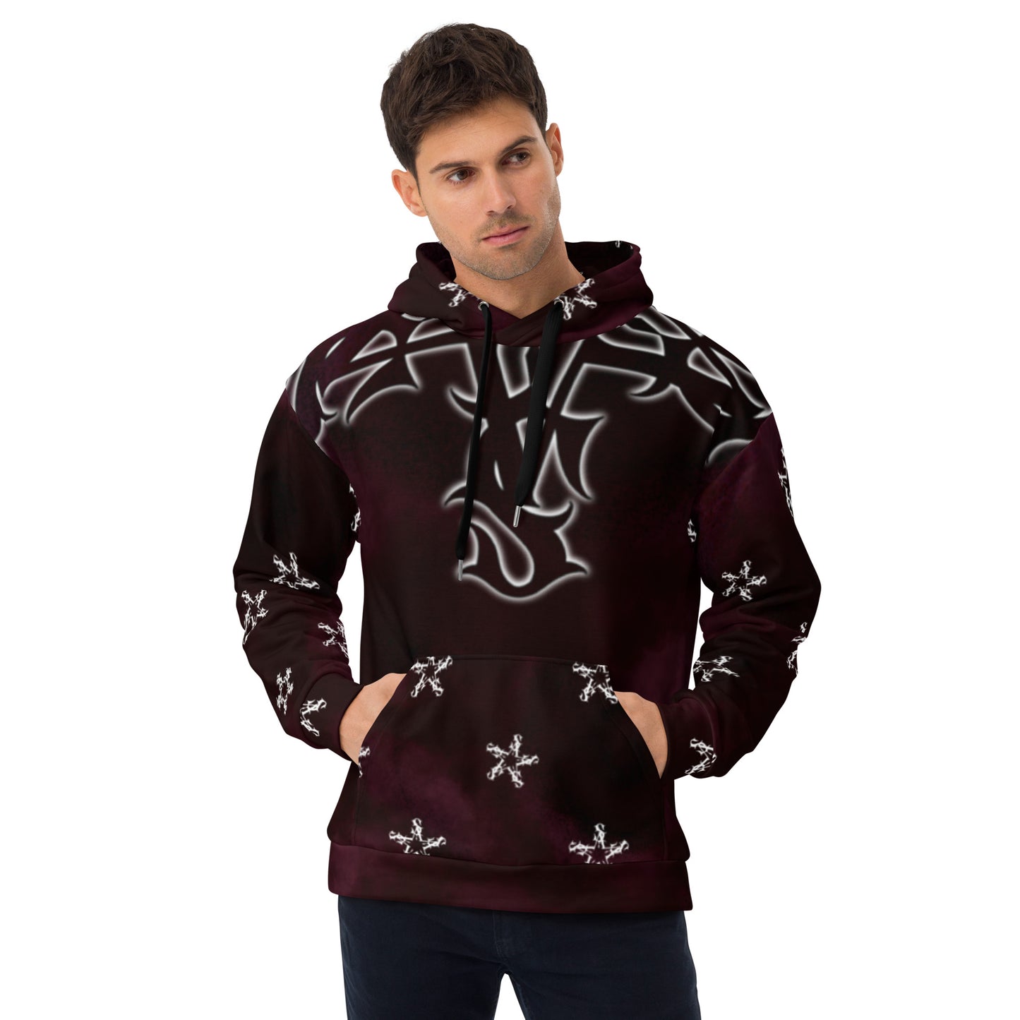 Unisex Hoodie - Burgundy “Tribal Star”