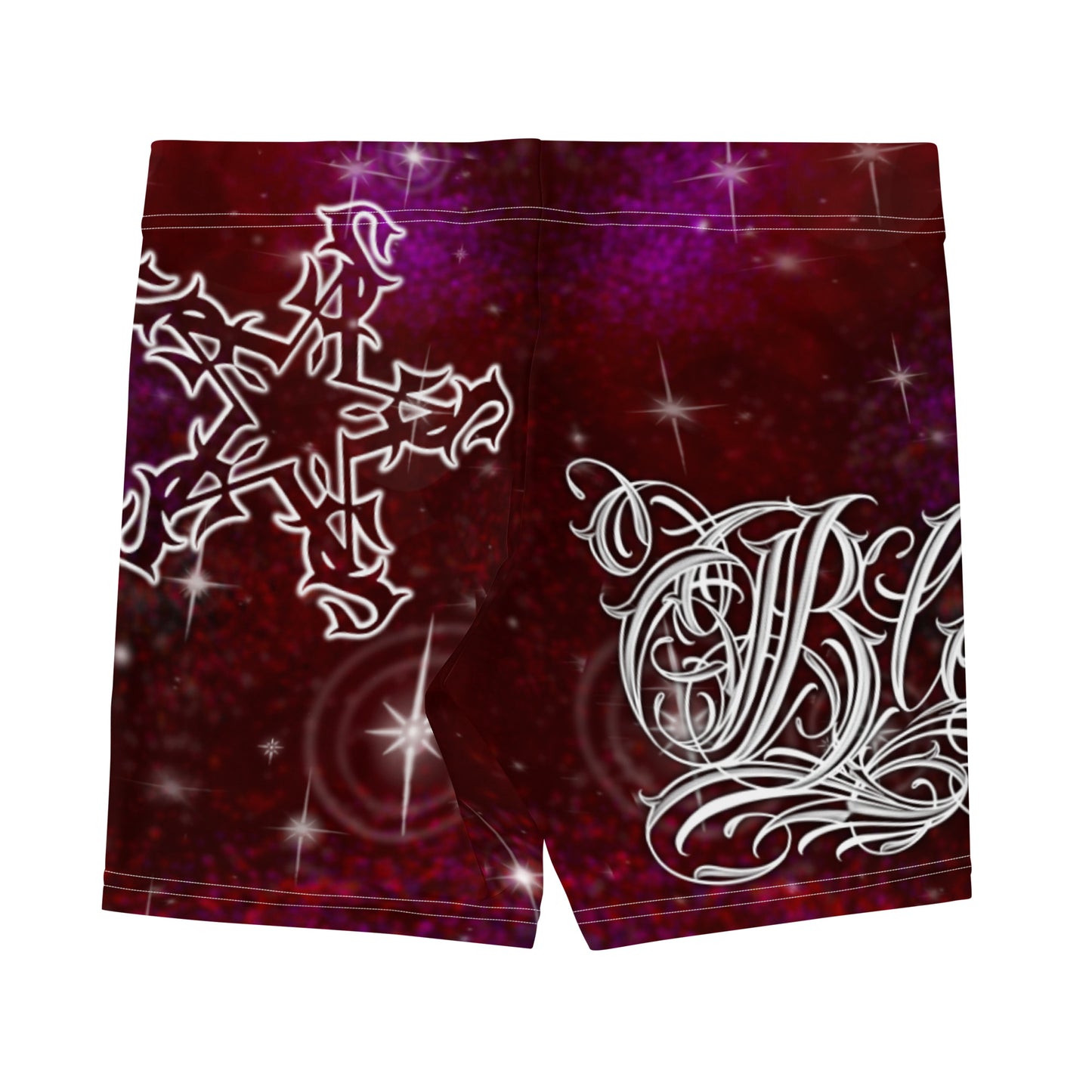 Yoga Shorts - Burgundy Galaxy “Blessed”