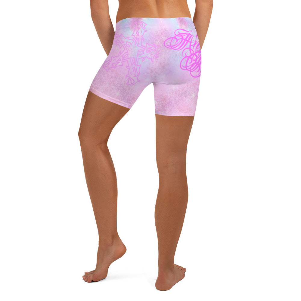 yoga Shorts - Pink “Angel Baby”