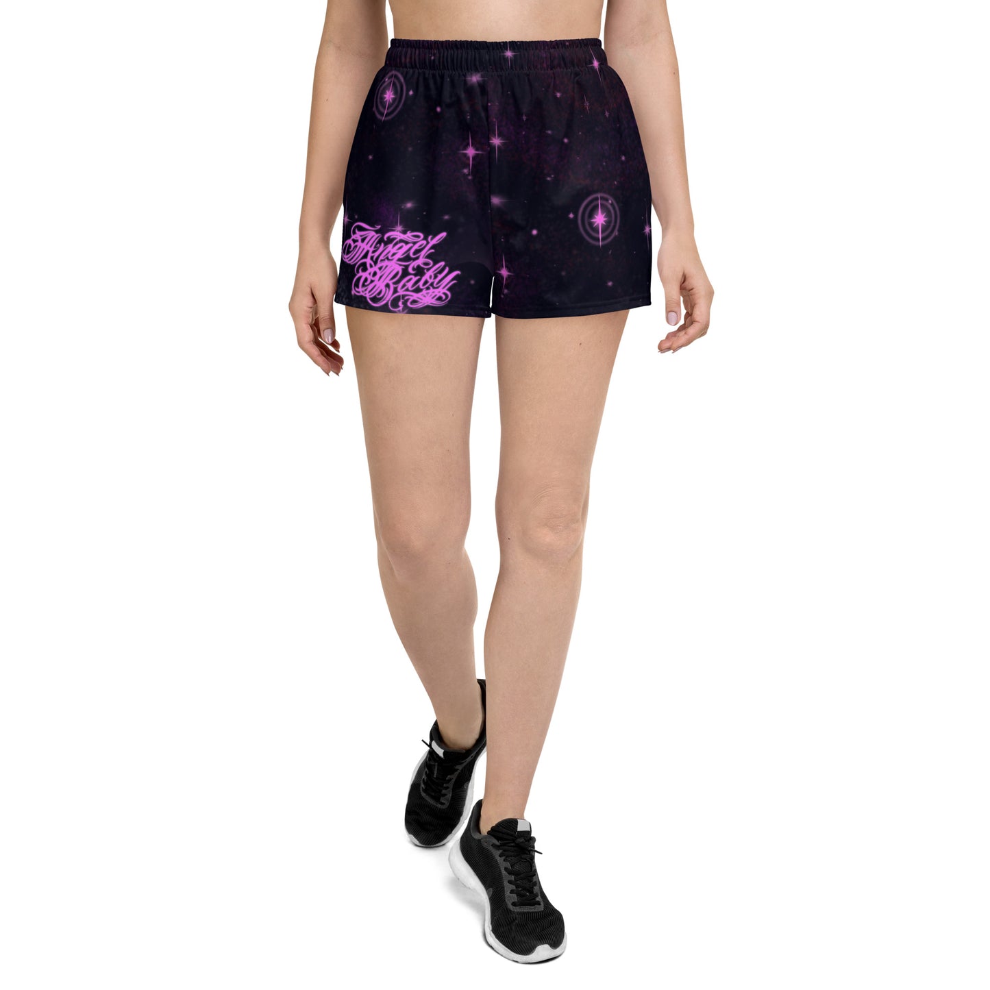 Women’s Athletic Shorts Black & Pink “Angel Baby”