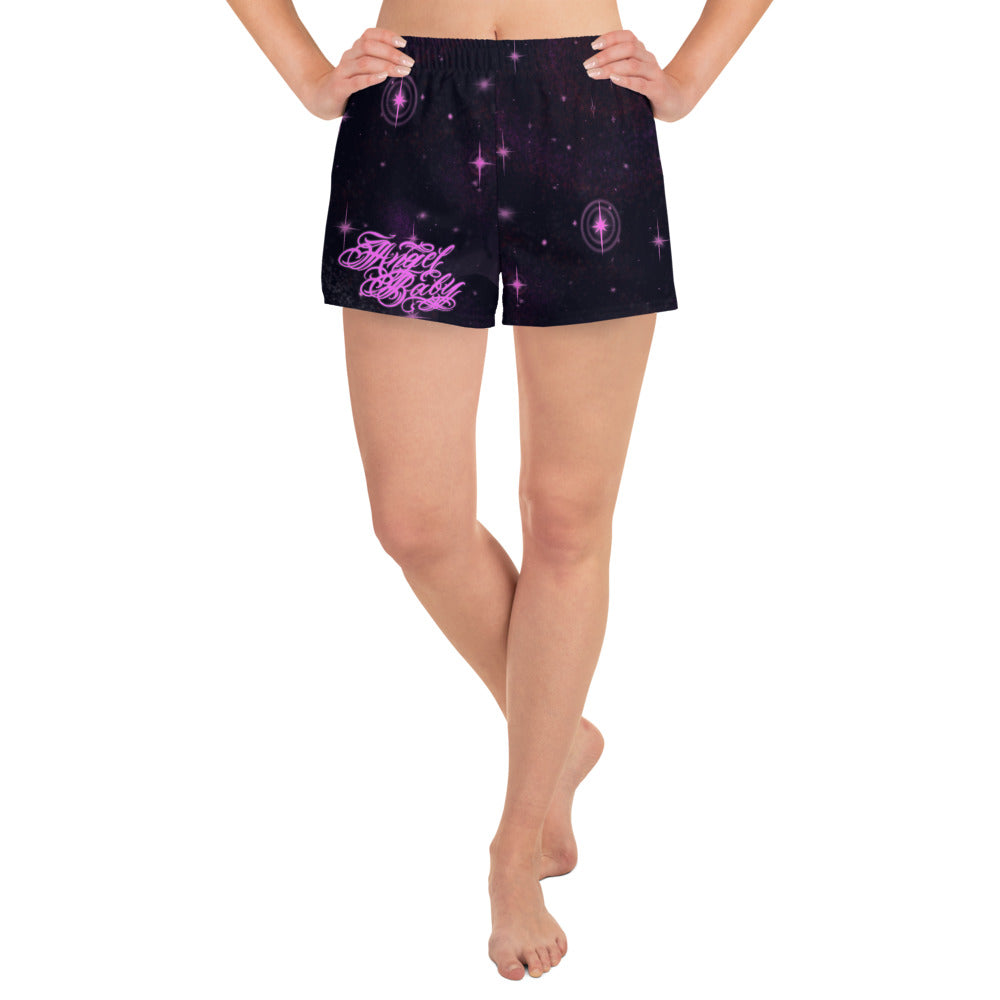 Women’s Athletic Shorts Black & Pink “Angel Baby”