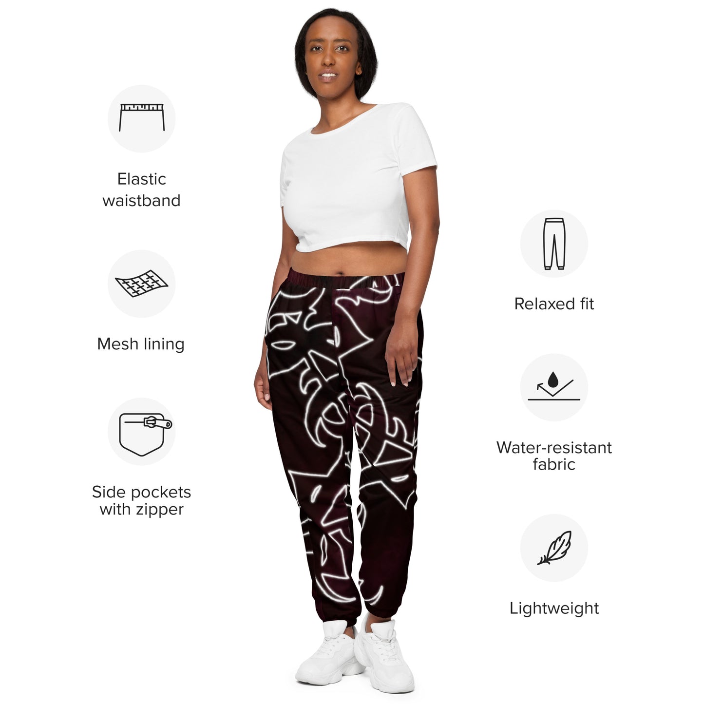 Track pants - Burgundy Storm “Star tribal”