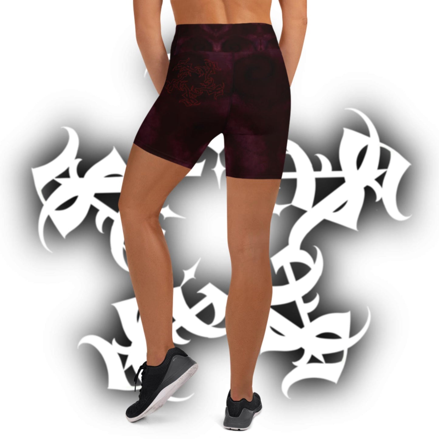 High waist yoga shorts Burgundy Storm