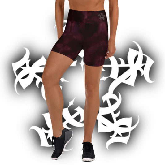 High waist yoga shorts Burgundy Storm